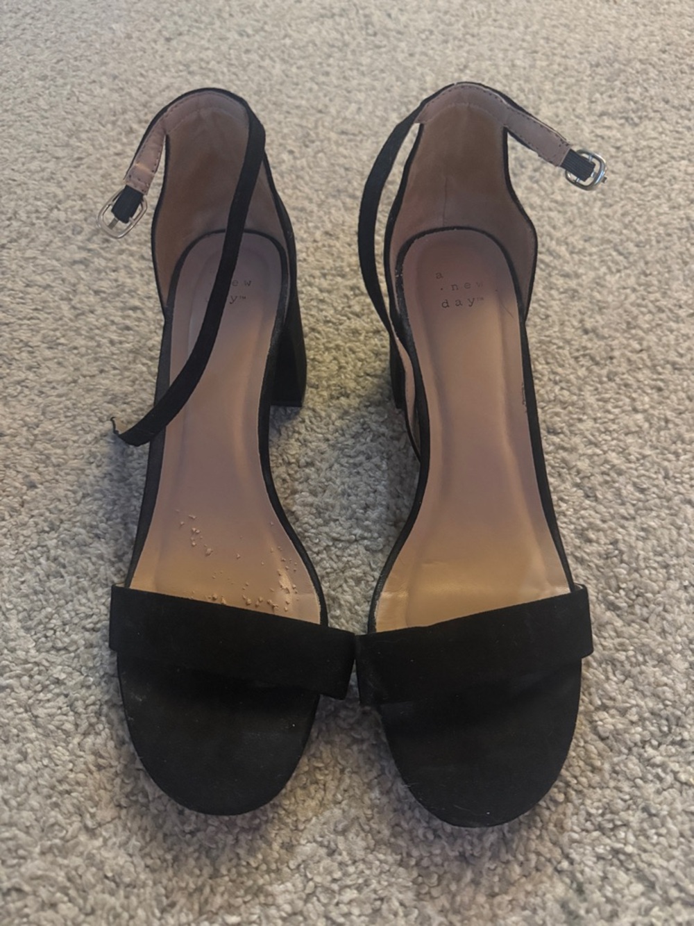 a new day Black Ankle-Strap Block Heel Sandals